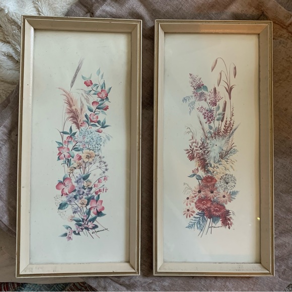 Vintage framed RF Harnett litho prints florals - signed - Picture 1 of 10